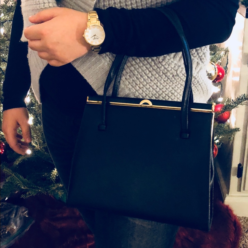 B Altman & Co Vintage Black Leather Handbag